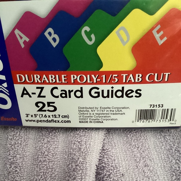 Oxford A-Z Card Guides 3” x 5” - Picture 3 of 3